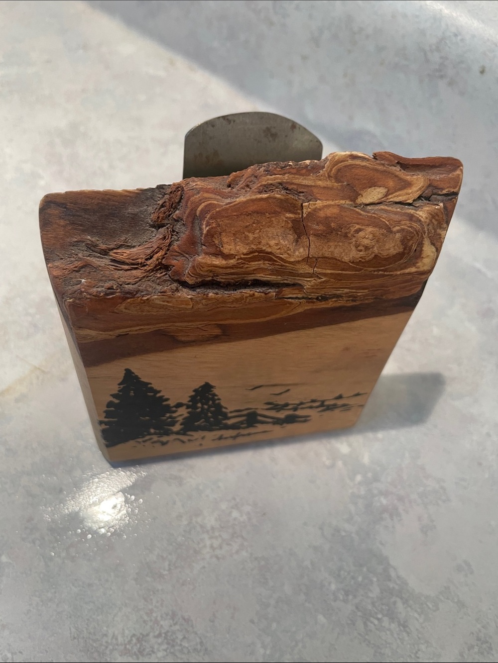 Vintage Myrtlewood Rustic Brown Wood Mail or Napkin Holder